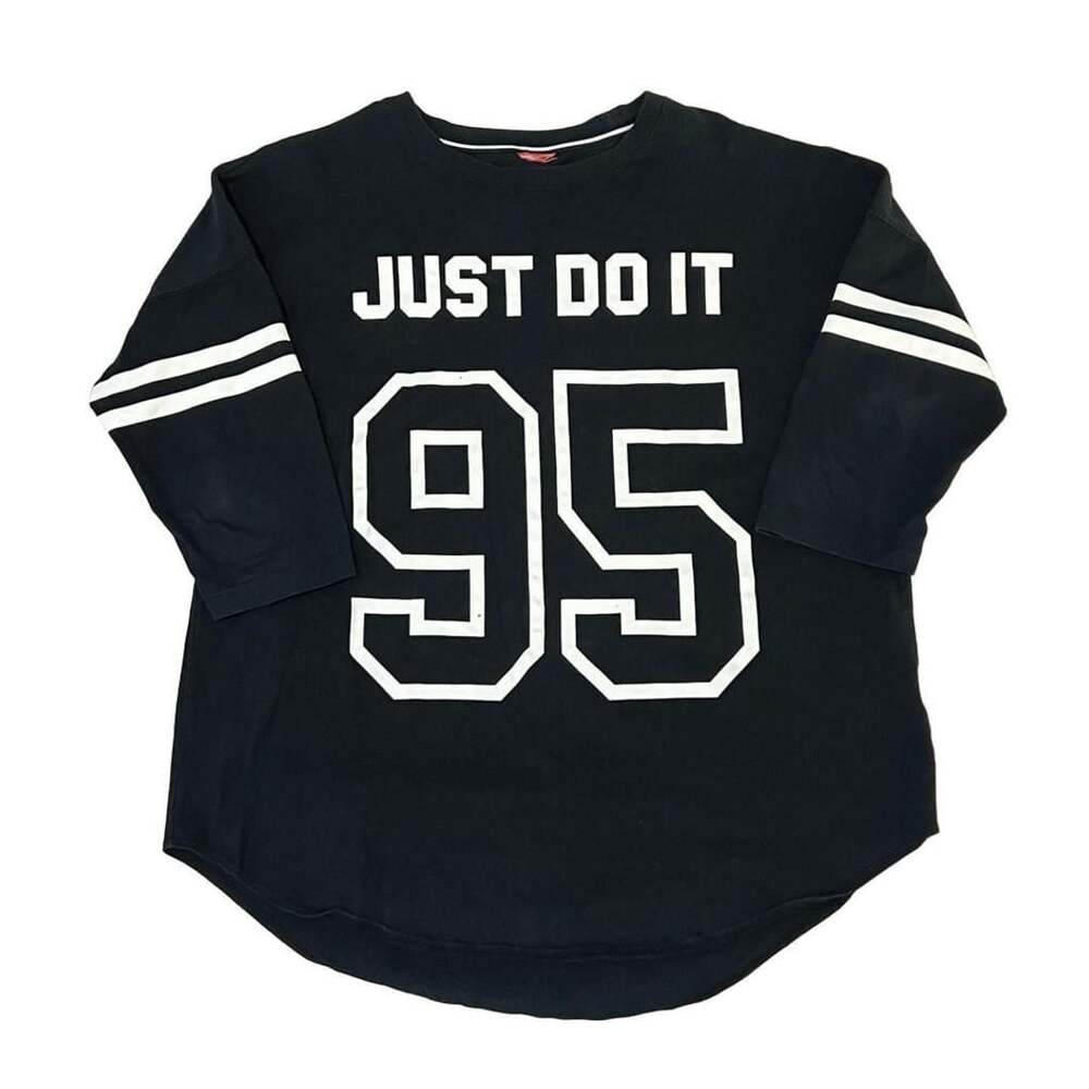Nike Just Do It 95 Number Graphic Black 3/4 Sleeve Jersey T-Shirt XL